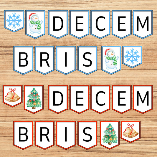 Decembris - karodziņi dekors pirmsskolai skolai decembra karodziņi Baltaita