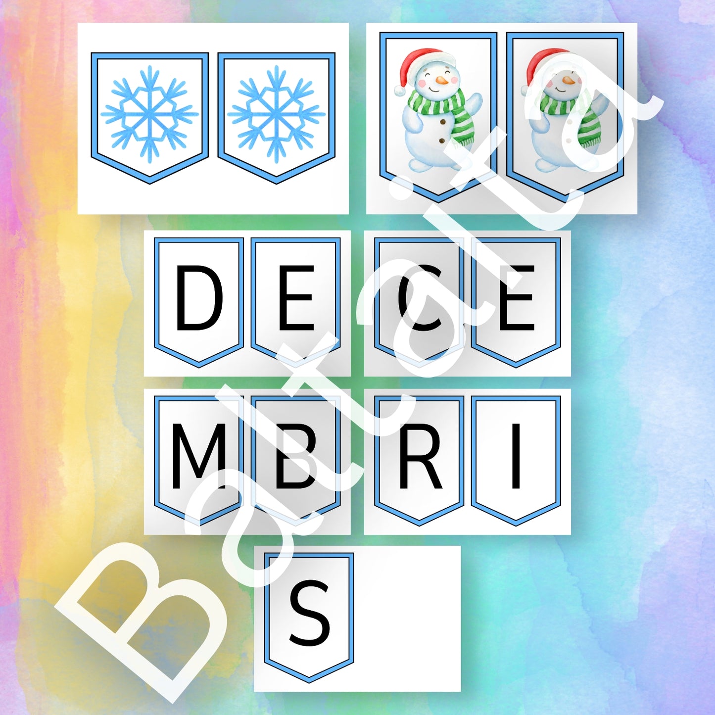 Decembris - karodziņi krāsains sienas dekors Baltaita