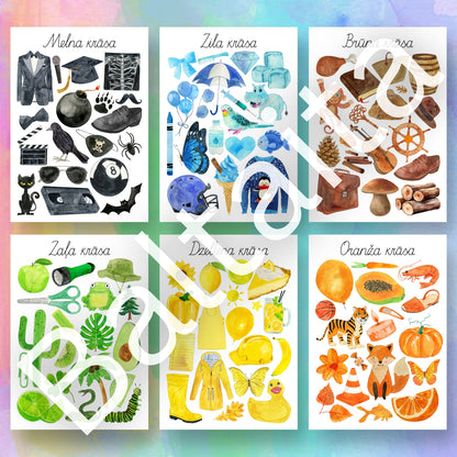 Krāsu plakāti baltaita krāsaini plakāti par krāsām bērniem pirmsskolas vecumā mācību materiāli pirmsskolai baltaita