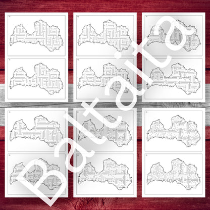 Labirinti - Latvija Latvijas kontūra labirinti spēles atrisināšanai Baltaita