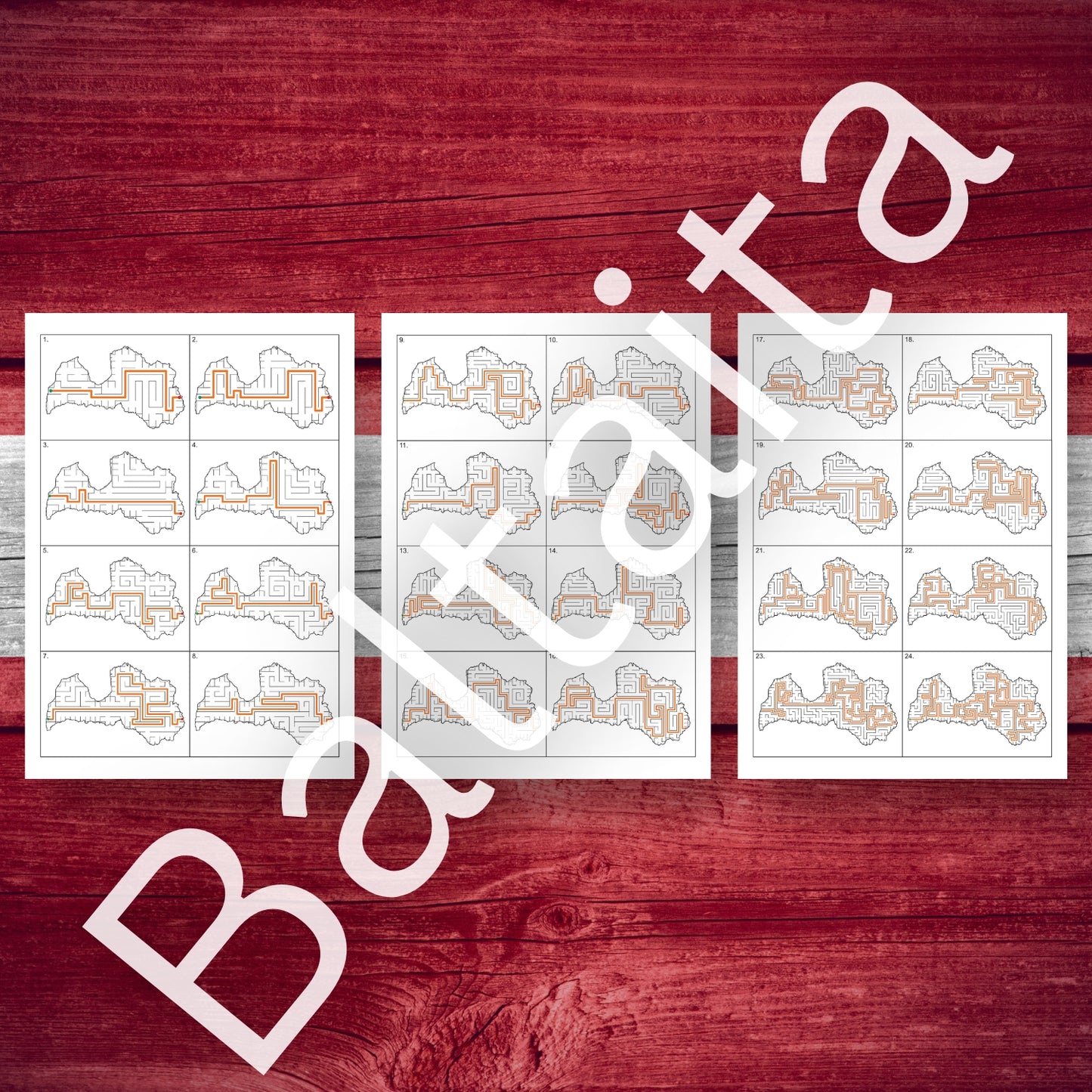 Labirinti - Latvija kontūra Latvijas Baltaita uzdevumi par Latviju