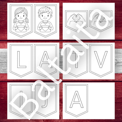 Latvija karodziņi krāsojami karodziņi Latvija Baltaita