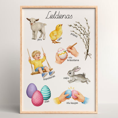 Lieldienas - plakāts bērniem par Lieldienām Baltaita mācību materiāli