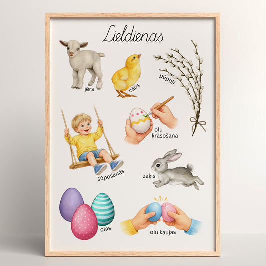 Lieldienas - plakāts bērniem par Lieldienām Baltaita mācību materiāli