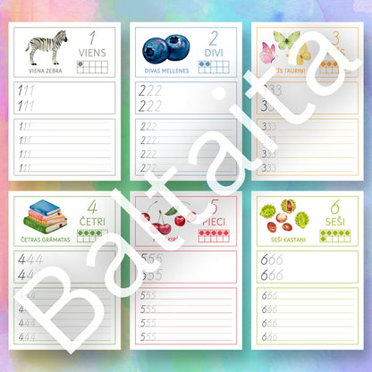 Mācāmies rakstīt ciparus ciparu rakstīšana skaitļu rakstīšana baltaita