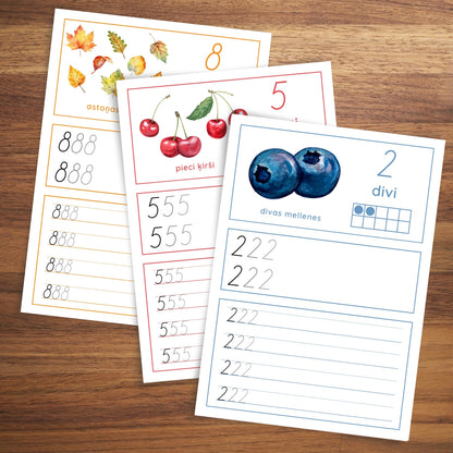 Mācāmies rakstīt ciparus darba lapas baltaita.lv