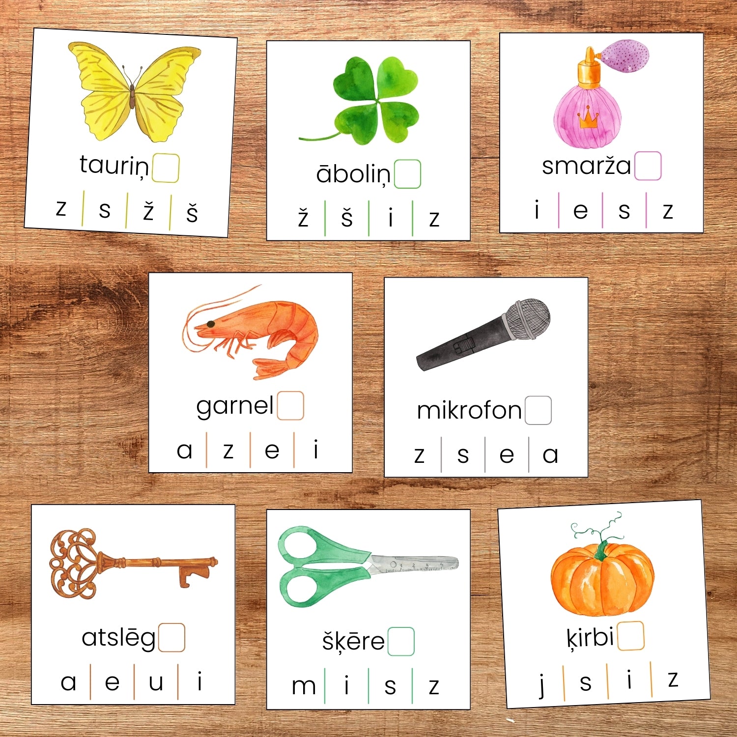 Pēdējo skaņu kartītes atzīmē pēdējo burtu baltaita uzdevumi pēdējais burts