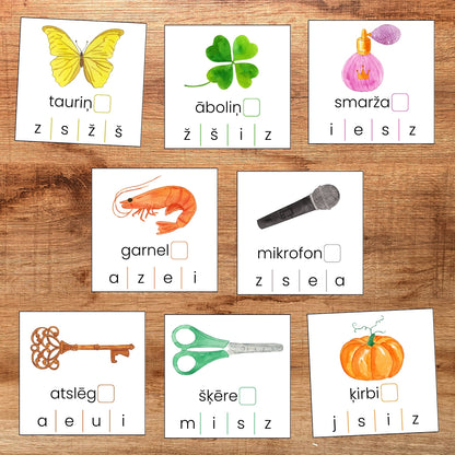 Pēdējo skaņu kartītes atzīmē pēdējo burtu baltaita uzdevumi pēdējais burts