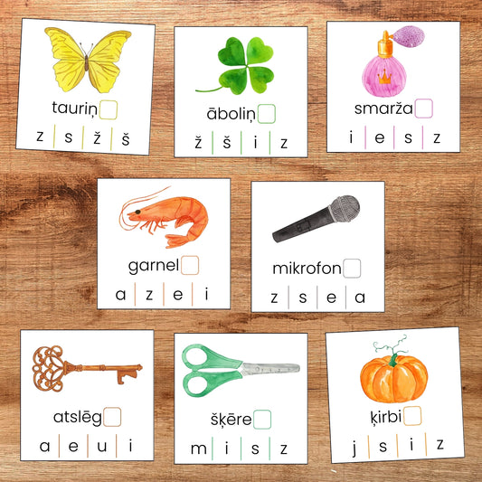 Pēdējo skaņu kartītes atzīmē pēdējo burtu baltaita uzdevumi pēdējais burts