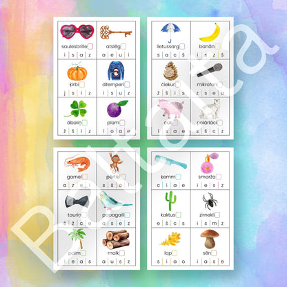 Pēdējo skaņu kartītes uzdevumi par pēdējo skaņu Baltaita