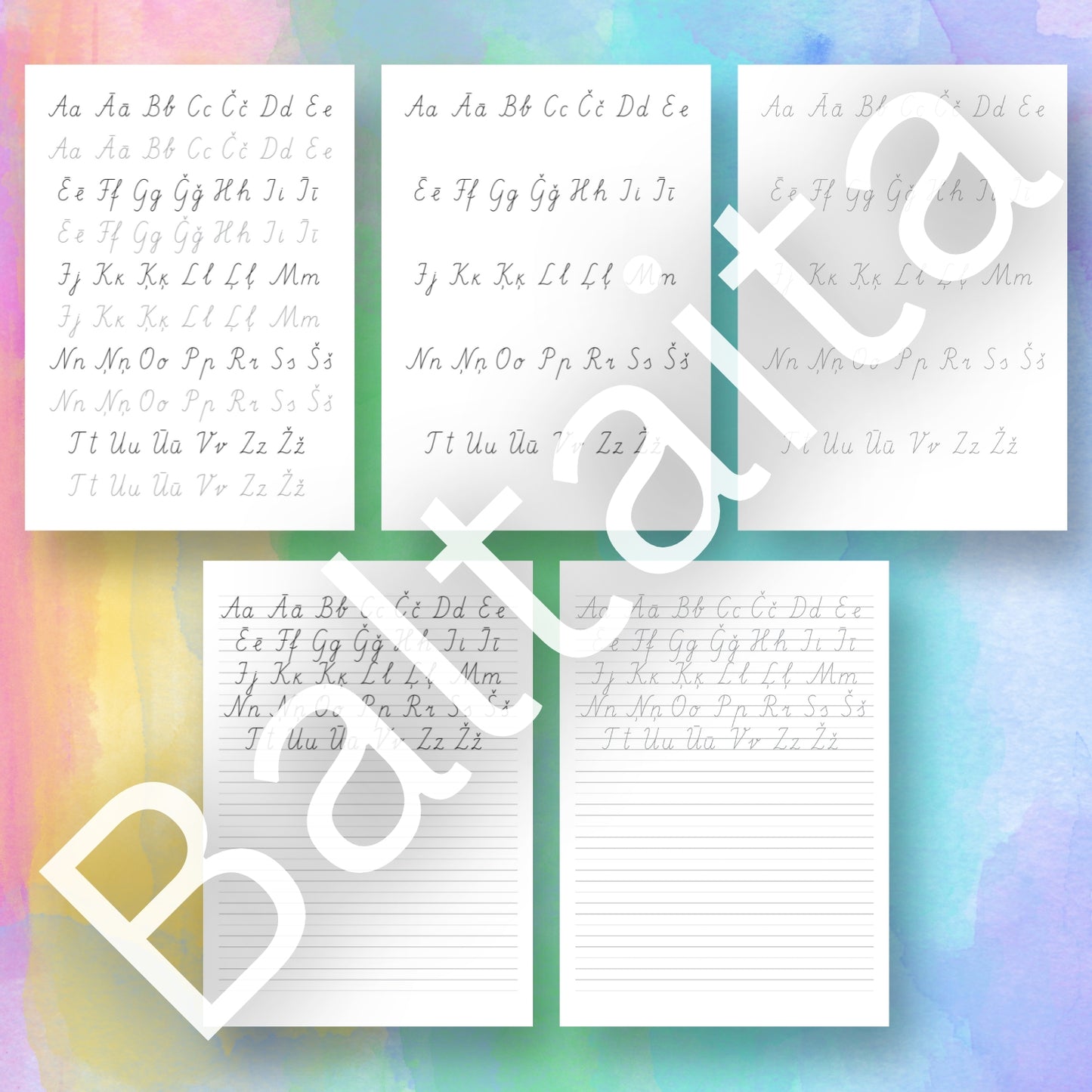 Rakstīto burtu darba lapas