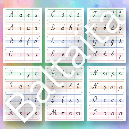 Rakstīto alfabēta burtu knaģu kartītes alfabēta spēle rakstītie burti baltaita