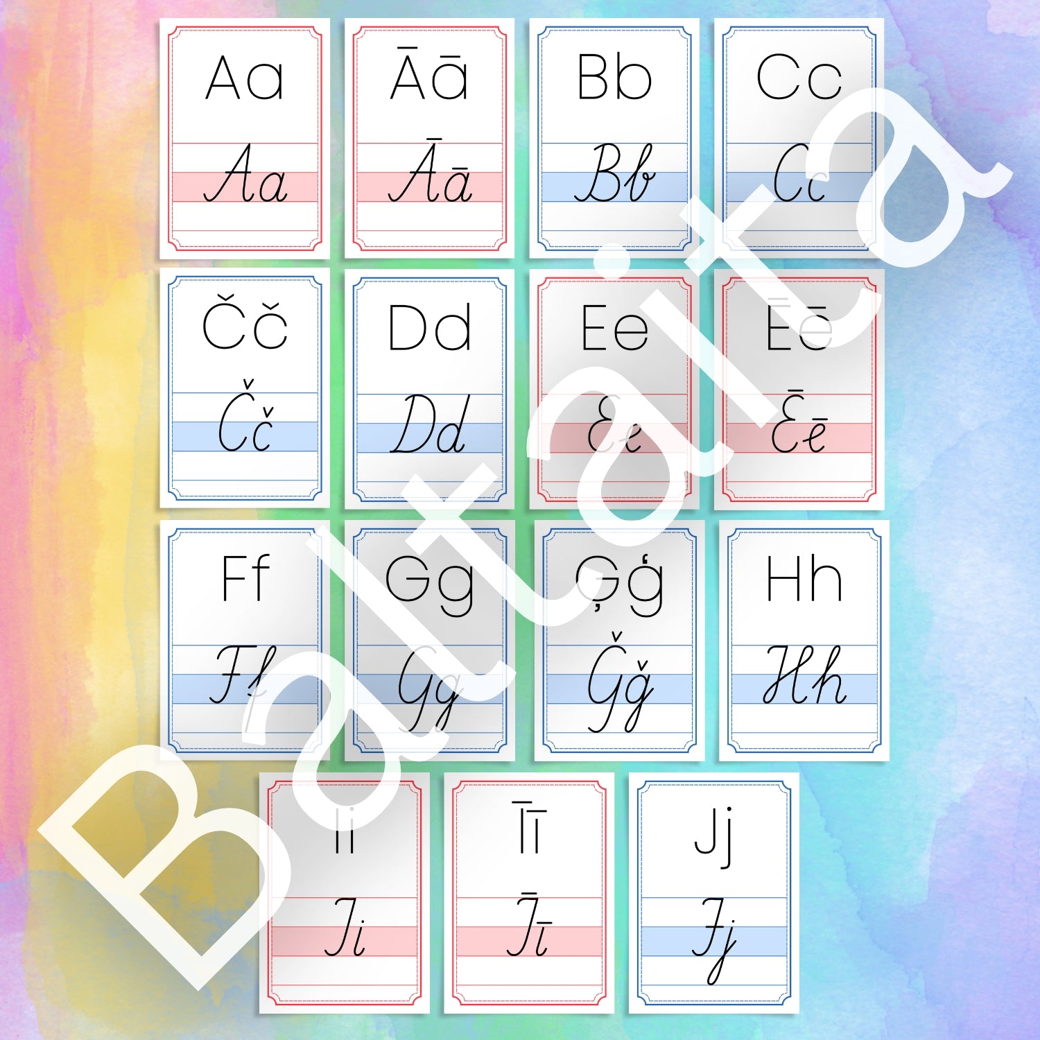 Rakstīto alfabēta burtu plakāti latviešu valodas rakstīto burtu plakāti