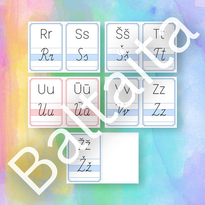 Rakstīto alfabēta burtu plakāti telpas dekors plakāti alfabēts grupas dekors