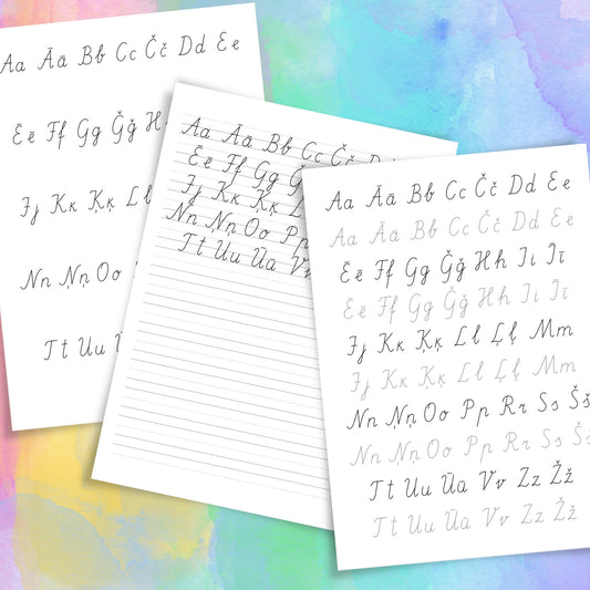 Rakstīto burtu darba lapas