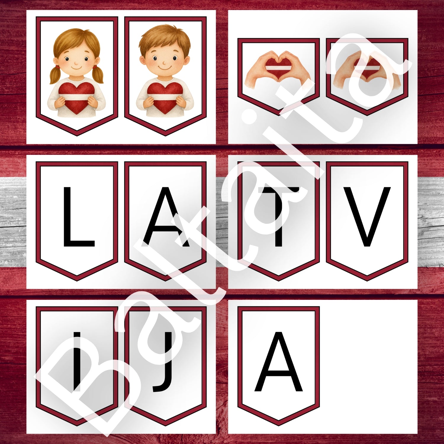 Telpas dekors Latvija krāsaini karodziņi Latvija Baltaita