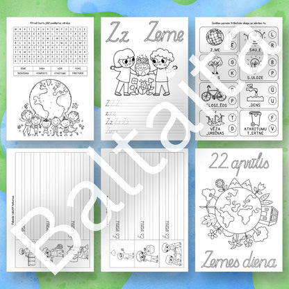 Zemes diena - darba lapas rakstīšanas uzdevumi par Zemi par Zemi baltaita mācību materiāli