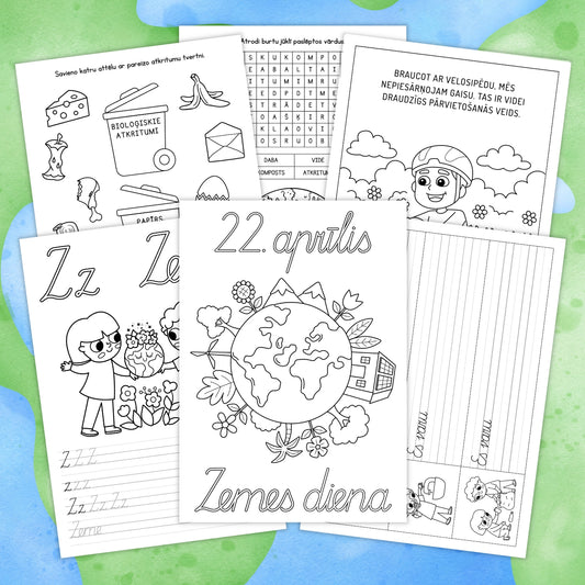 Zemes diena - darba lapas uzdevumi pirmsskolā un sākumskolā par Zemi zemes dienā baltaita