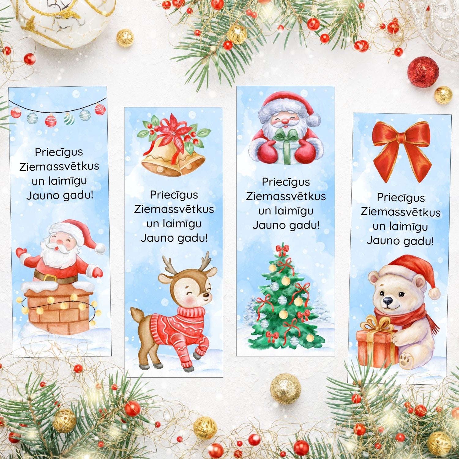 Ziemassvētku grāmatzīmes bērniem krāsainas grāmatzīmes par Ziemassvētkiem Baltaita