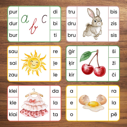 Zilbju kartītes - divzilbju vārdi