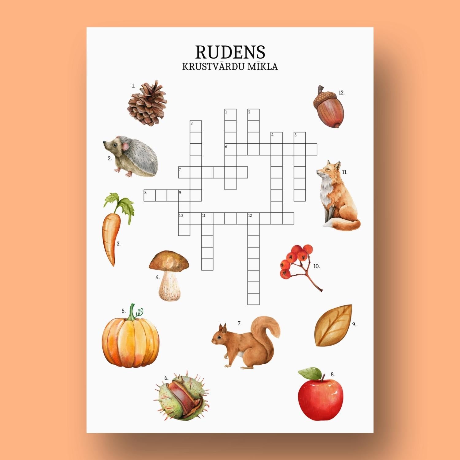 krustvārdu mīkla rudens tematikā printējams uzdevums