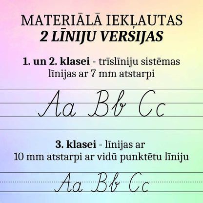 raksīšanai 1 un 2 klasei un 3 klasei dažādas līniju versijas